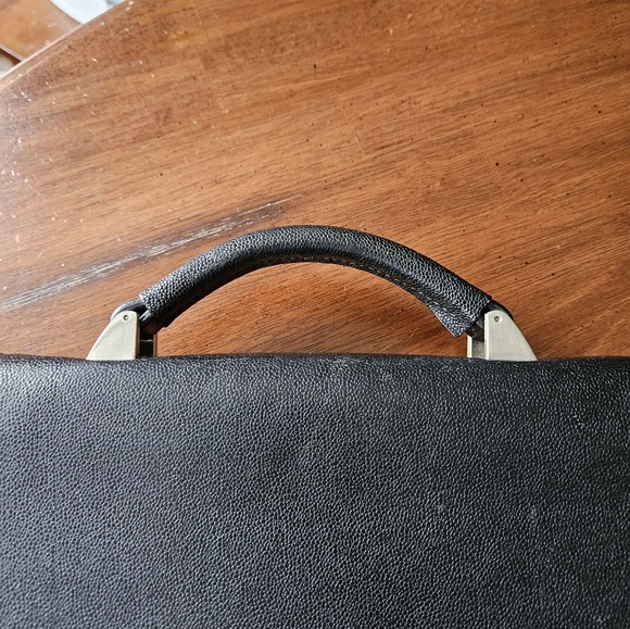 BRAUNE BUFFEL mens leather briefcase black chrome Germany buisness casual bag - Picture 7 of 13